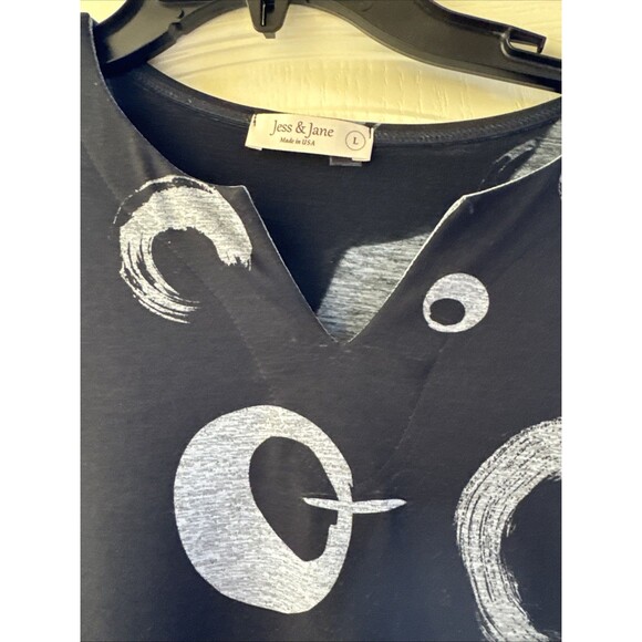 Jess & Jane Art to Wear Tunic Top Women’s Size L Geometric Relaxed Fit Stretchy - Picture 3 of 10